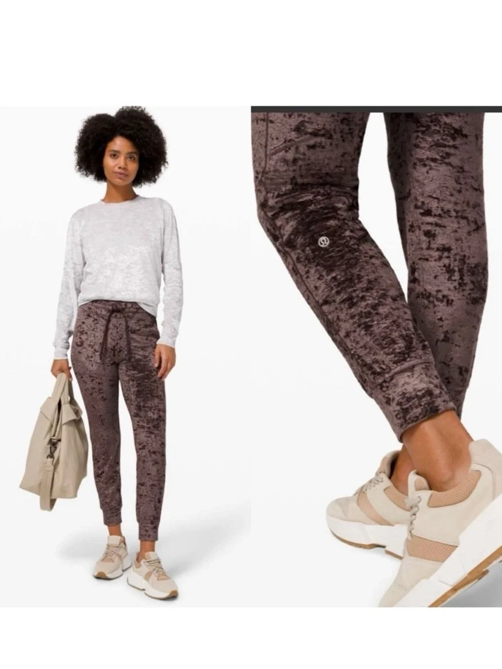 lululemon athletica Crushed Velvet Jogger Pants - Brown
